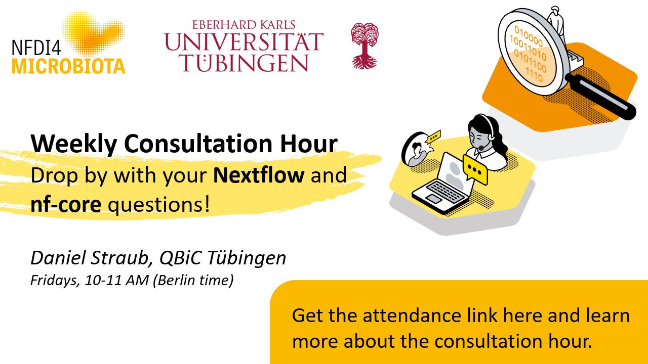 Join the weekly consultation hour for nextflow and nf-core questions!